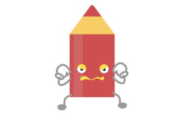 Şirin kırmızı kalem karakteri Vektör İllüstrasyonuna dayanır