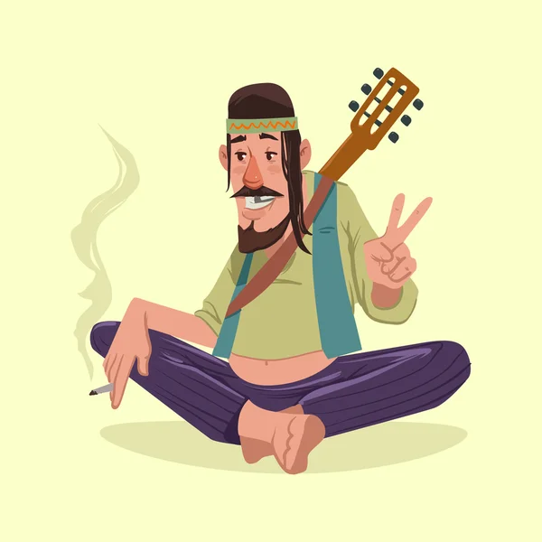 Hippi, a gitár, a béke — Stock Vector