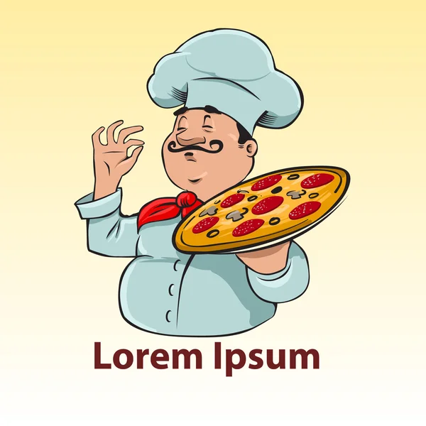 Chef con color de pizza — Vector de stock