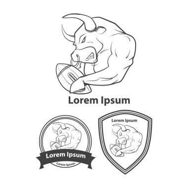 logo Amerikan futbolu öğeleri boğa