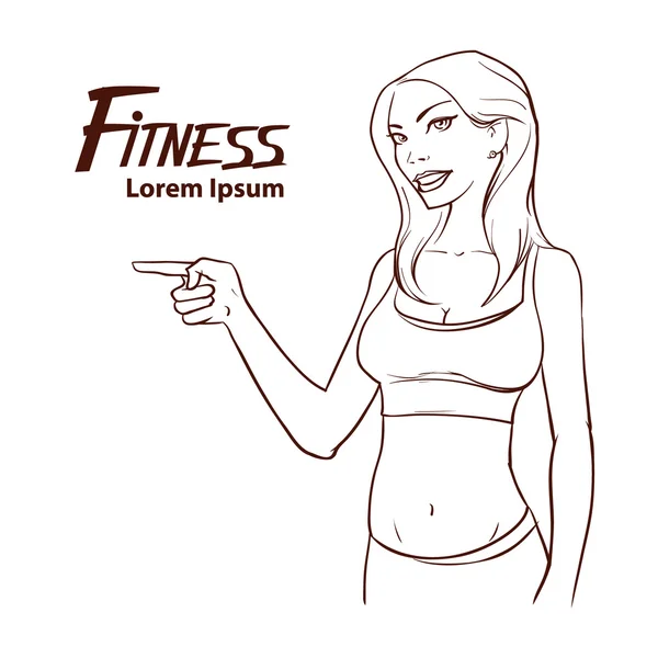 Fitness girl power woman beauty sport — Stock Vector