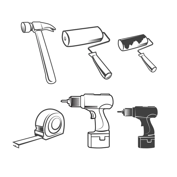 Casa remodelación instrumentos logo elementos — Vector de stock