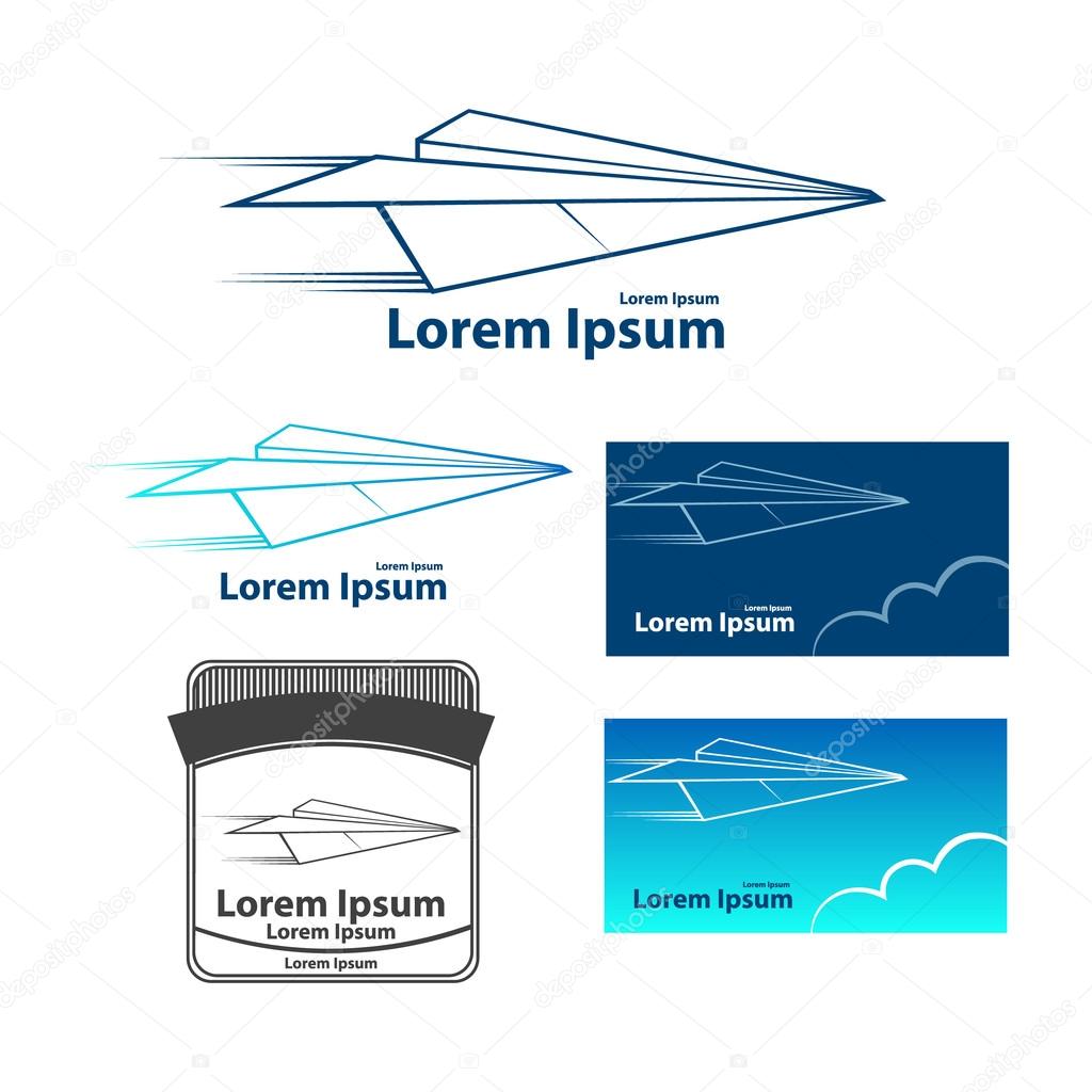 Paper plane flying logo vector design template, airline tickets logo, airplane aviation company logotype concept.