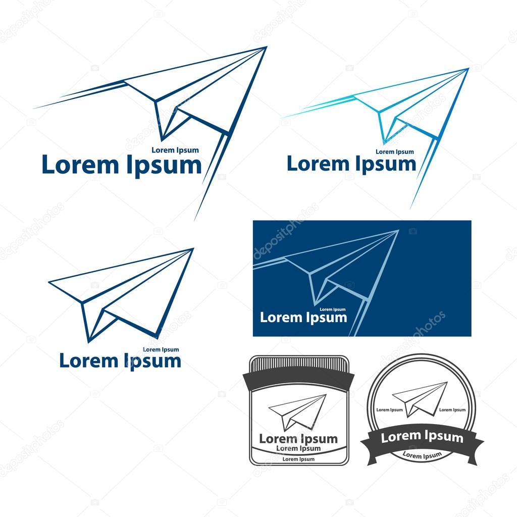 Paper plane flying logo vector design template, airline tickets logo, airplane aviation company logotype concept.