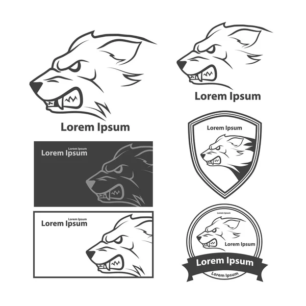 Logotipo de poder de cabeza lobo — Archivo Imágenes Vectoriales