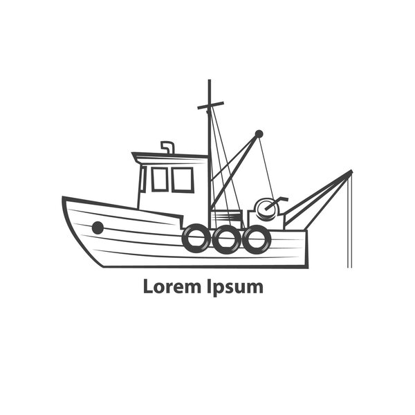 логотип рыболовной лодки
 