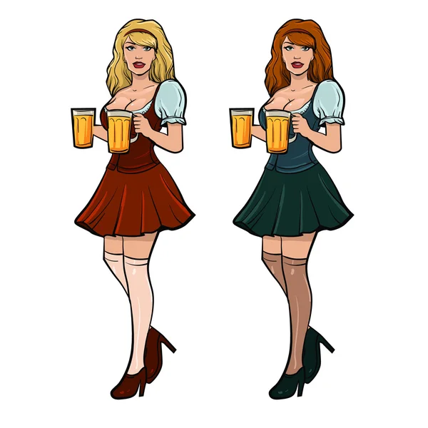 Chica cerveza vector — Archivo Imágenes Vectoriales