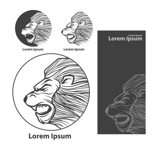 ライオン ヘッドのロゴ — ストックベクタ
