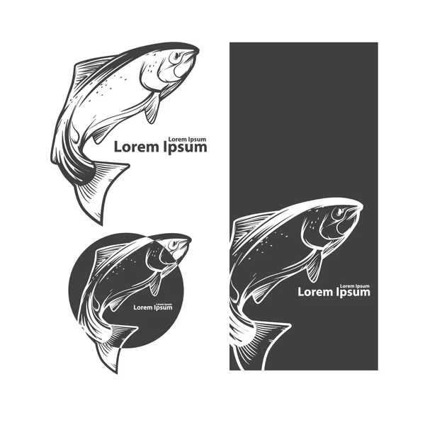 Logotipo del pescado de salmón — Vector de stock