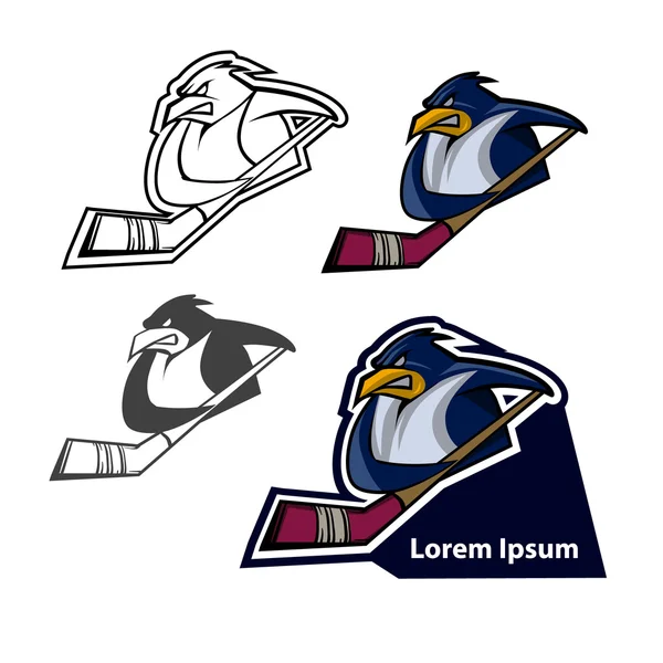 Equipo de hockey sobre pingüinos — Vector de stock