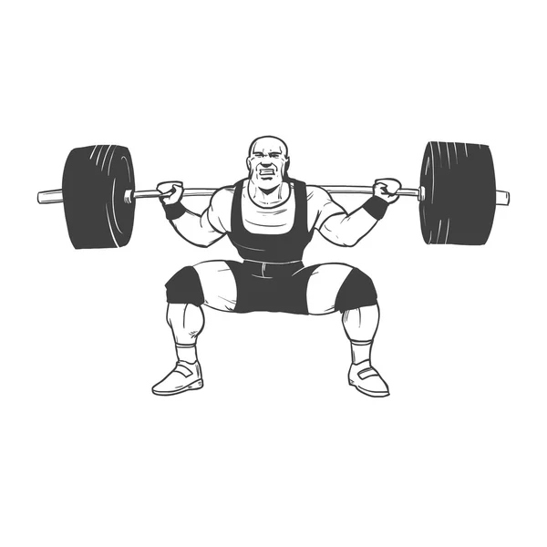 Squat powerlifting man — Stockvector