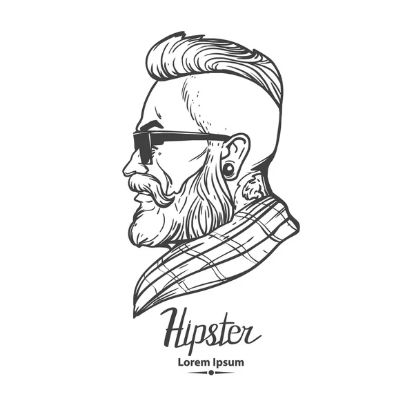 Barbería cabeza hipster — Vector de stock