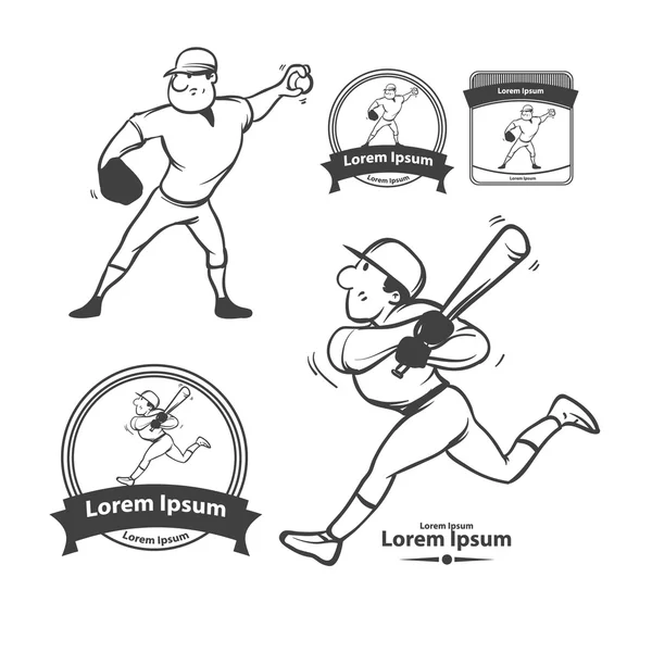 Бейсболисты в мультиках — стоковый вектор