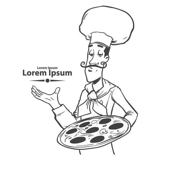 Chef con pizza2 — Vector de stock