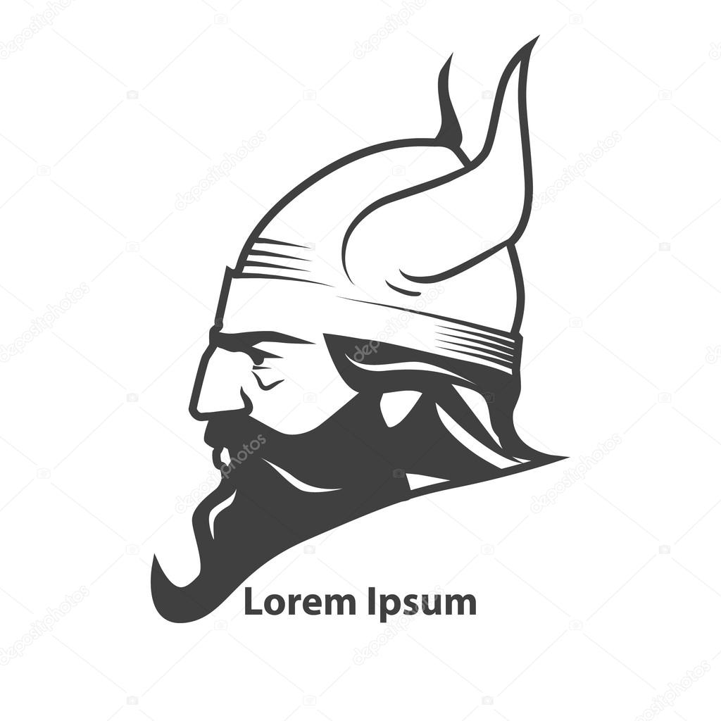 Simple illustration for logo, viking head, profile view