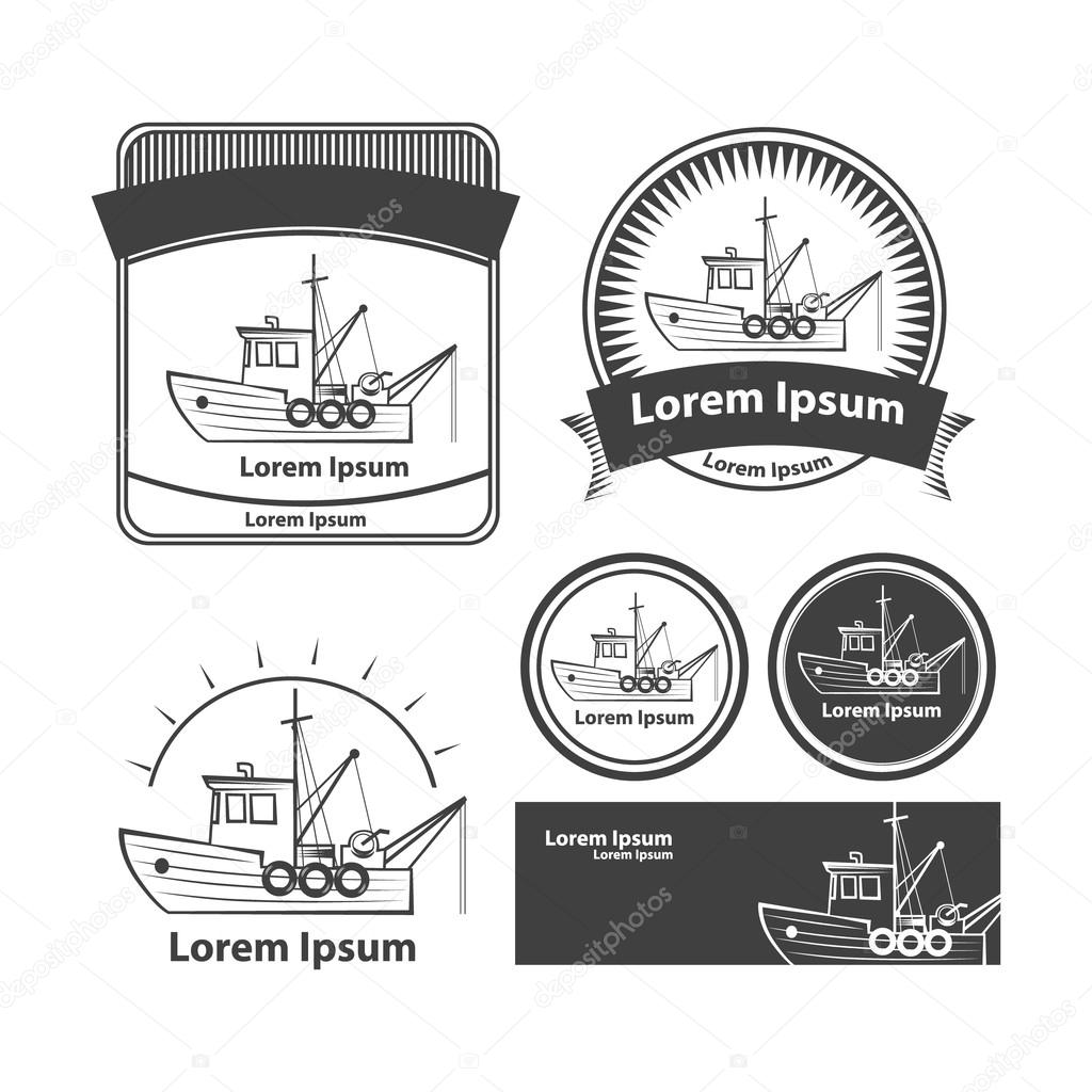 fishing boat elements logo