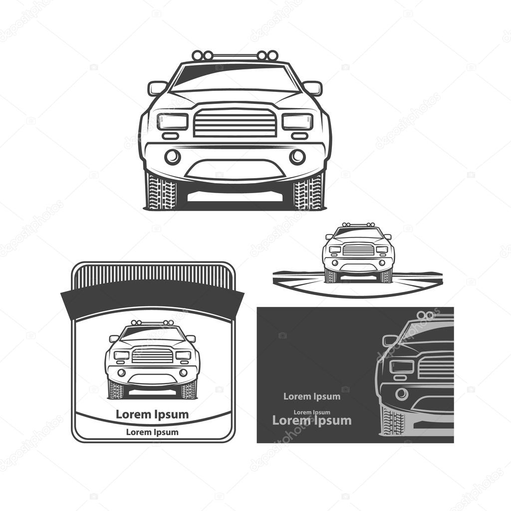 Pick up front view, club logo, design elements, emblems