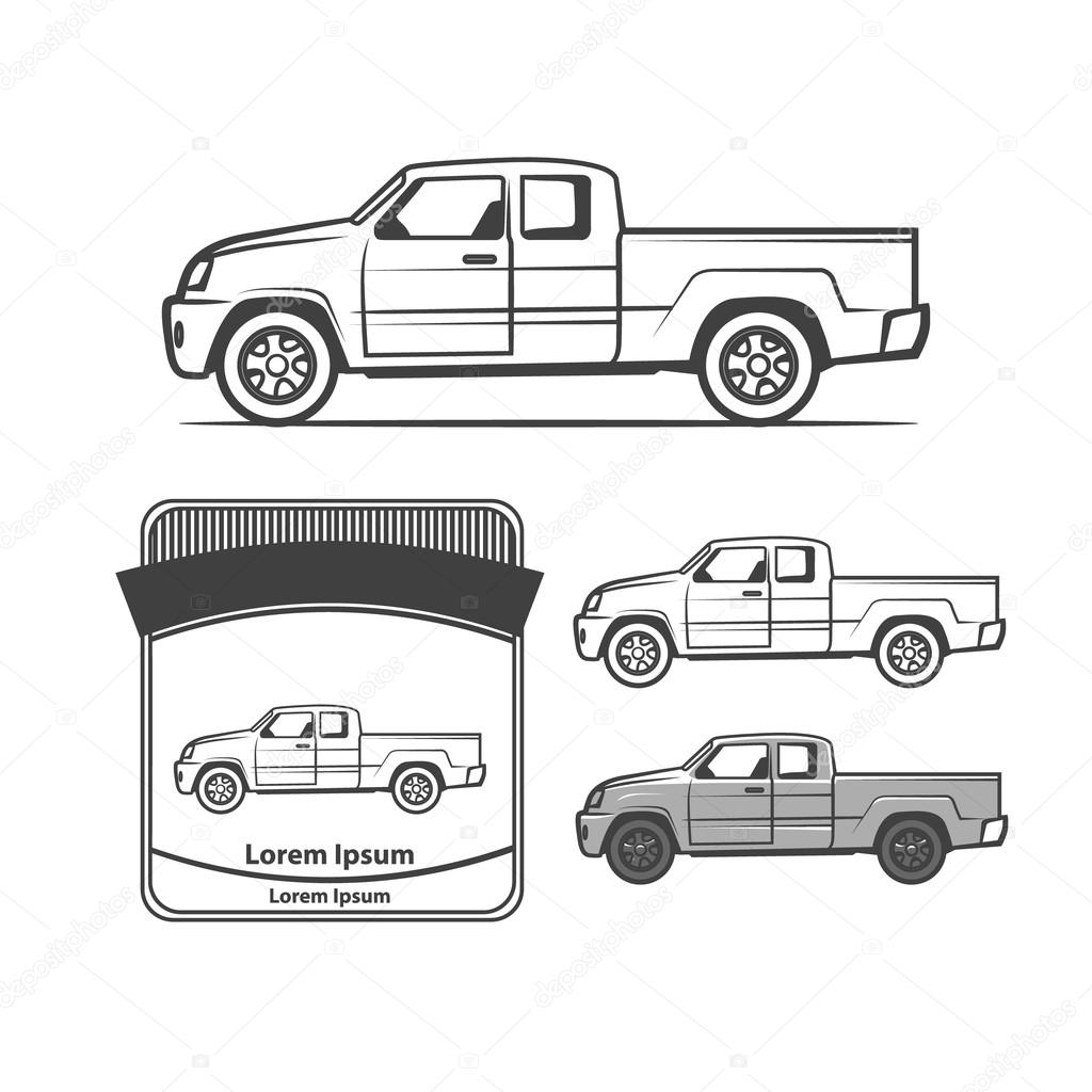 Pick up profile view, club logo, design elements, emblems