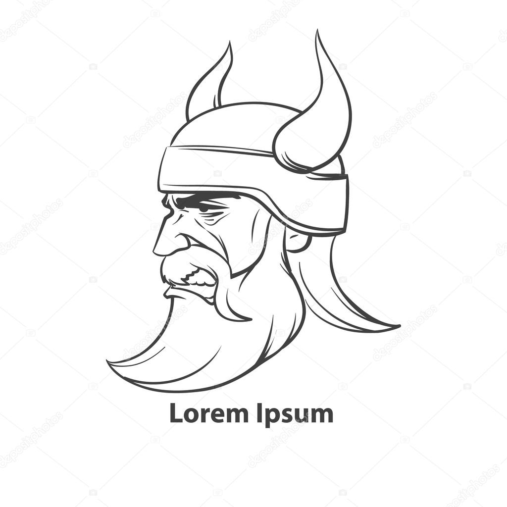 Simple illustration for logo, viking head, profile view, sport team