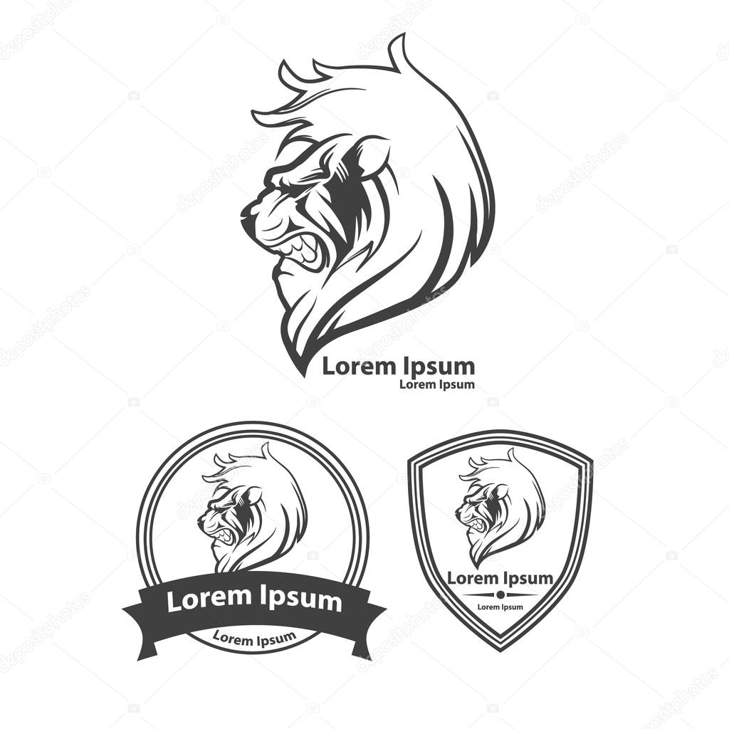 Lion for logo, american football symbol, simple illustration, sport team emblem, design elements and labels, security idea