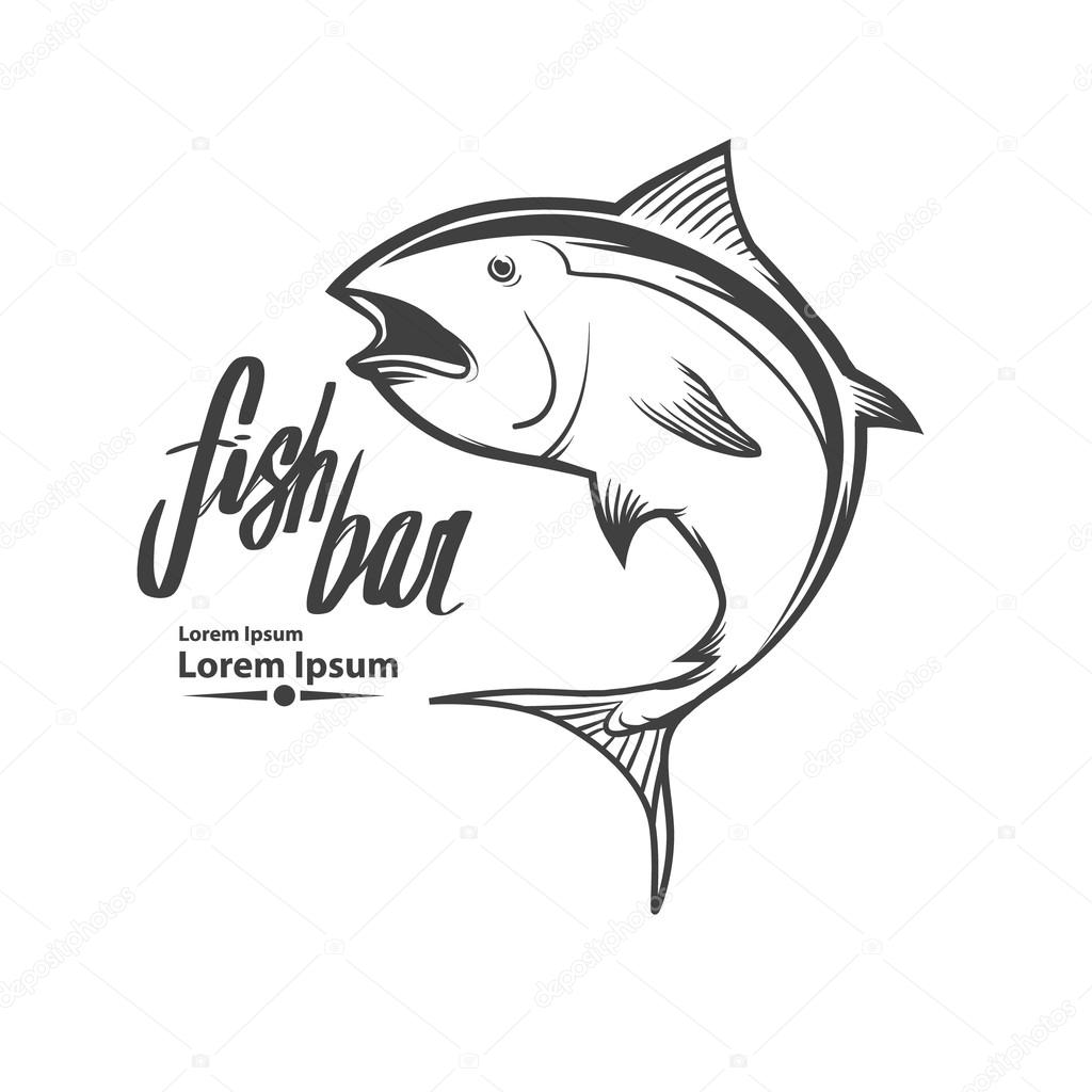 Fish logo template, simple illustration, fishing concept, tuna