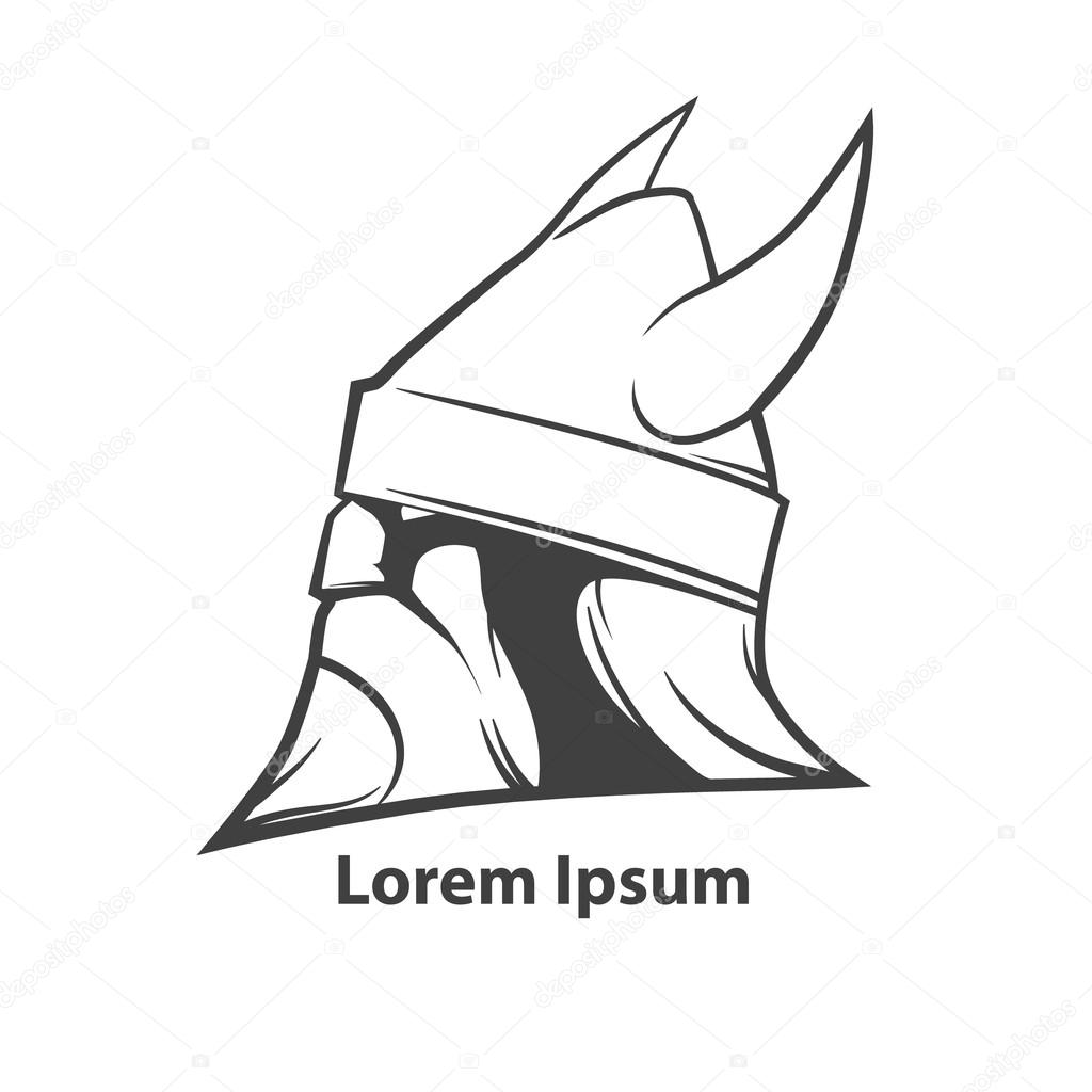 Simple illustration for logo, viking head, profile view, angry, sport team
