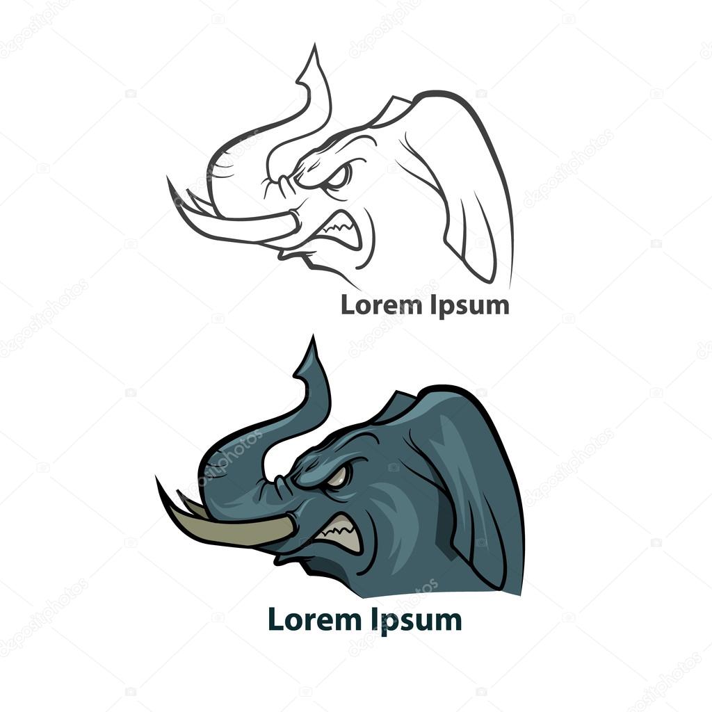 Elephant for logo, american football symbol, simple illustration, sport team emblem, sport mascot