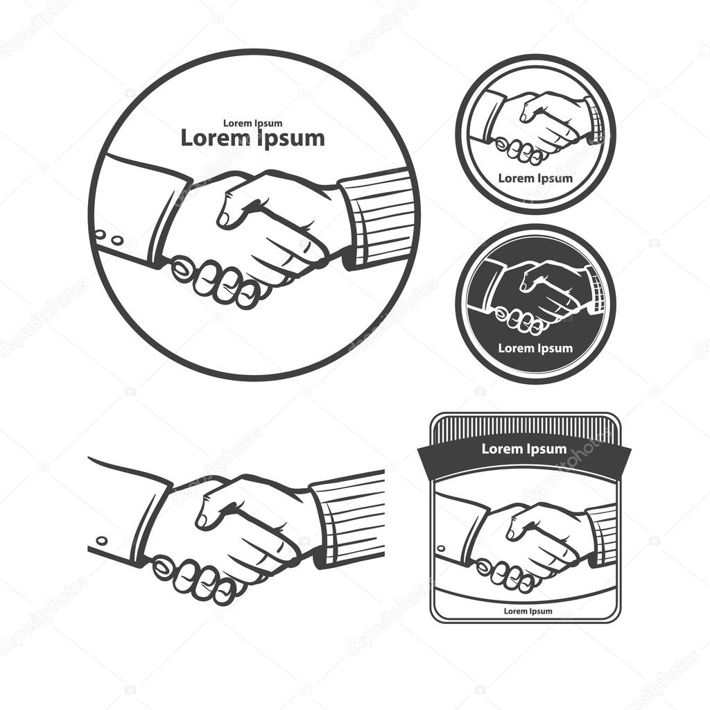 Handshake in circle, design elements, mascot buisiness and finance, simple illustration