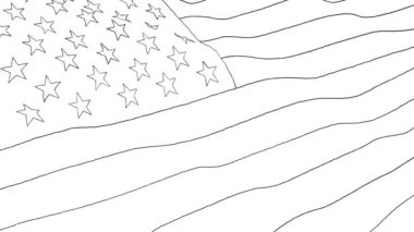 2D animasyon Amerikan bayrağı rüzgarda dalgalanıyor. ABD bayrağı. Gelişmekte olan Amerikan bayrağının 2D döngüsel animasyonu. ABD Bayrağı Rüzgarda Dalgalanıyor. Amerika 'nın siyah beyaz bayrağı..