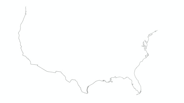 Карта Сполучених Штатів Америки Намальована Карта Сполучених Штатів Америки Анімація — стокове відео