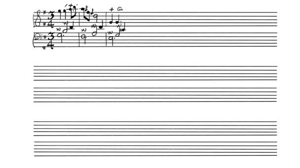 Pontuação Caderno Escrita Mão Desenho Notas Musical Notebook Score Aria — Vídeo de Stock