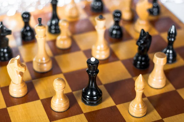 Satranç arka planı. Satranç oyunu, ahşap satranç tahtası arka planı. 