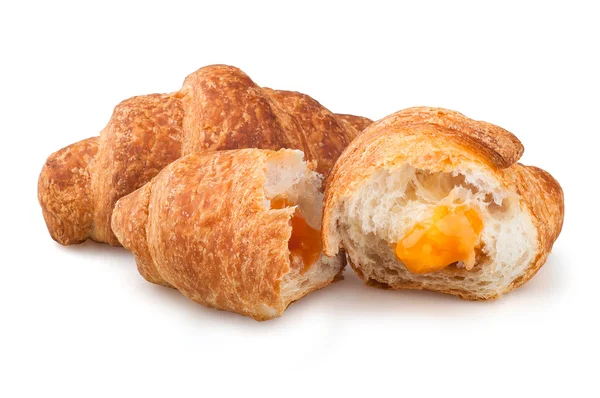 Croissants on a white background, apricot jam croissants on a white background — Stock Photo, Image