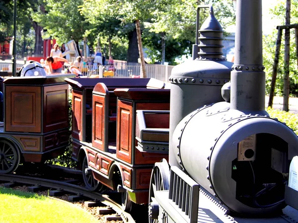 Vista Una Réplica Funcional Tren Vapor Para Niños Centro Histórico — Foto de Stock