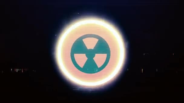 A Ο θόρυβος της τηλεόρασης και Glitch με Radioactive Sign — Αρχείο Βίντεο