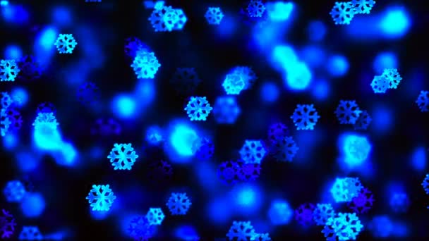 A HD Loopable Background with nice blue flying snowflakes — Stock Video