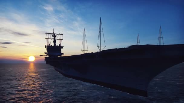 Een groot schip in een watermassa — Stockvideo