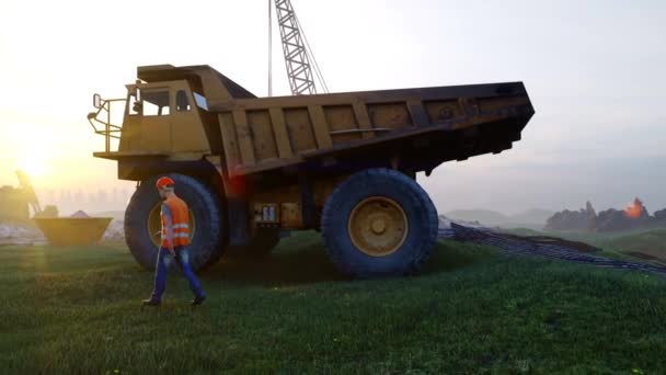 A crane in front of a truck — Stock Video