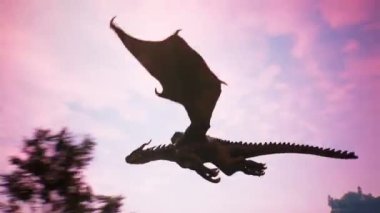 Arka planda ağaçlar olan bir dinozor.