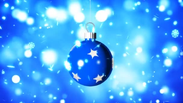 Un fondo HD Loopable con bonita bola azul de Navidad — Vídeos de Stock