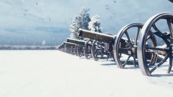 A bench is sitting in the snow — Stock Video