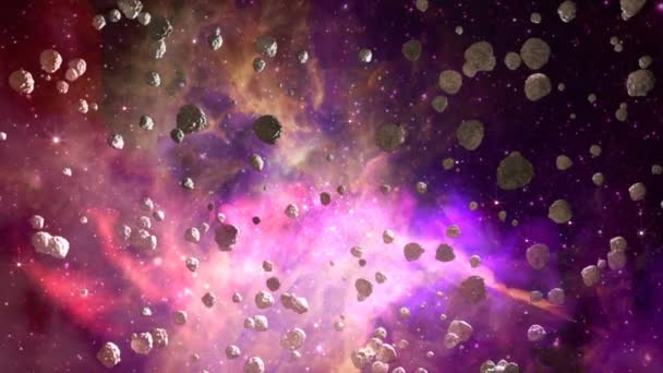 Метеор, що пролітає через туманність, абстрактний петельний фон — стокове відео