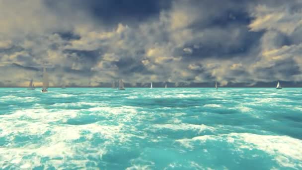 Nubes en el cielo sobre un cuerpo de agua — Vídeo de stock