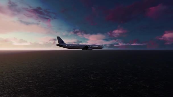 Bulutlu bir günde büyük bir uçak — Stok video