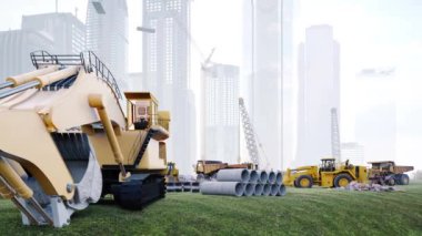 Çimlerin üzerinde duran bir kamyon.