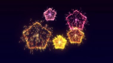 Gökyüzünde havai fişekler. Yüksek kaliteli görüntüler