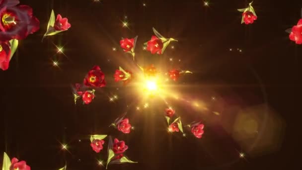 Wazon Wypełniony Kwiatami Siedzącymi Obok Choinki Materiał Wysokiej Jakości — Wideo stockowe