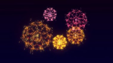 Gökyüzünde havai fişekler. Yüksek kaliteli görüntüler