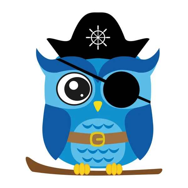 Mooie pirate uil cartoon stijl — Stockvector