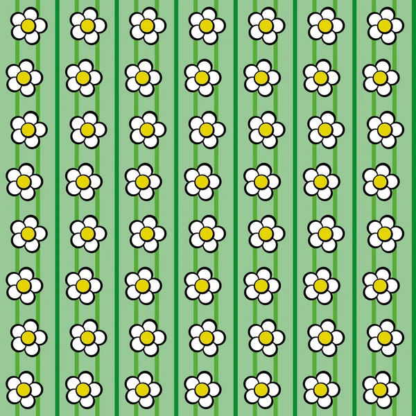 Koyu ve açık yeşil arka plan üzerinde papatya ile çiçek desenli — Stok Vektör